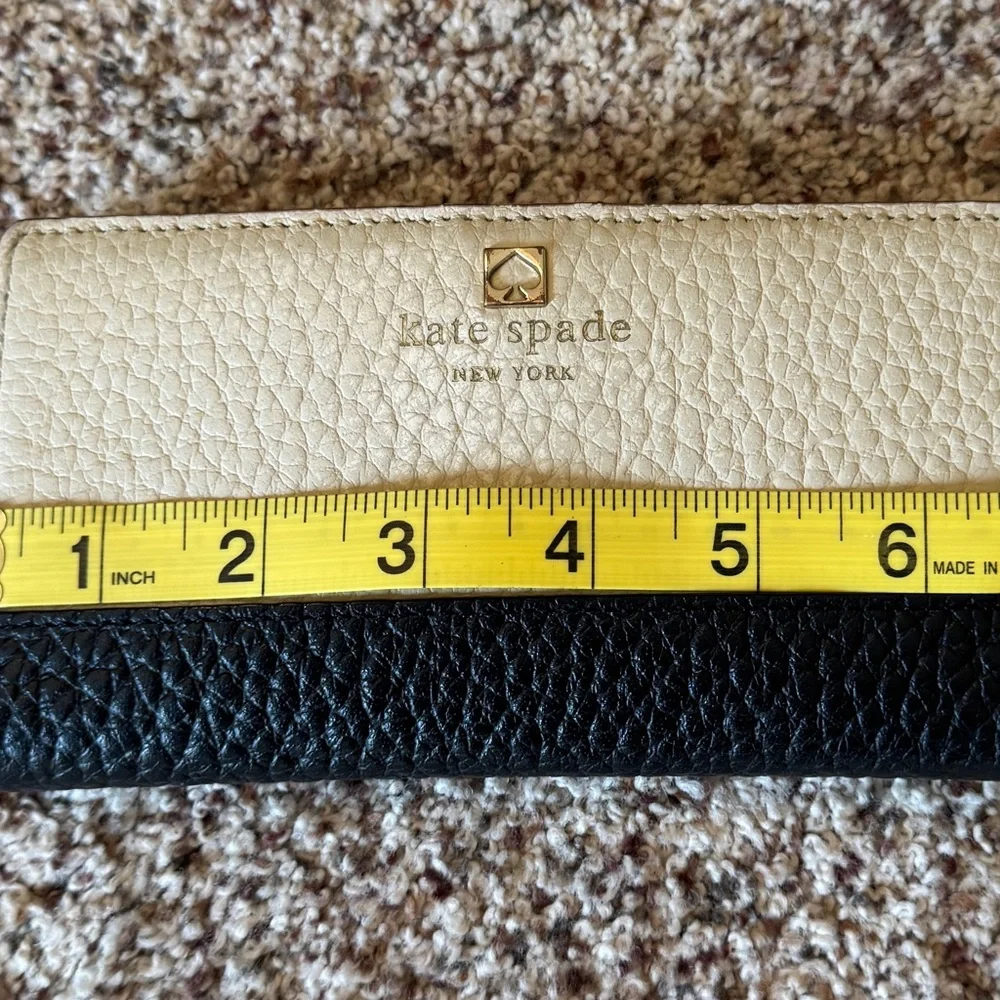 Kate Spade Color Block Slim Wallet Leather Black Cream